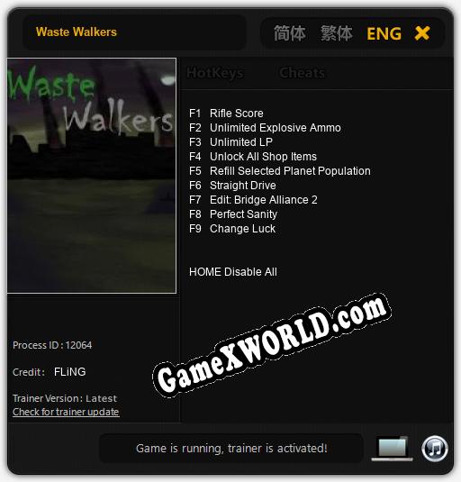 Waste Walkers: ТРЕЙНЕР И ЧИТЫ (V1.0.7)