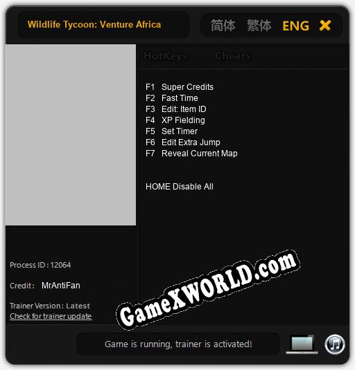 Wildlife Tycoon: Venture Africa: Трейнер +7 [v1.7]