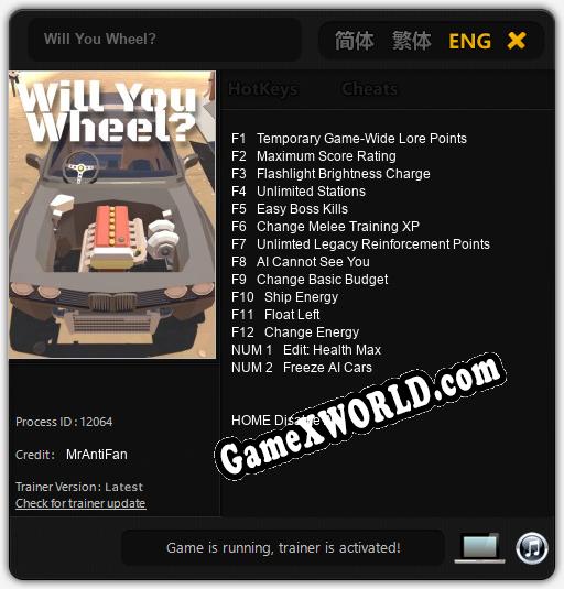 Трейнер для Will You Wheel? [v1.0.5]