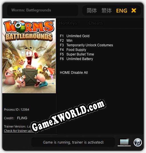 Worms: Battlegrounds: Трейнер +6 [v1.1]