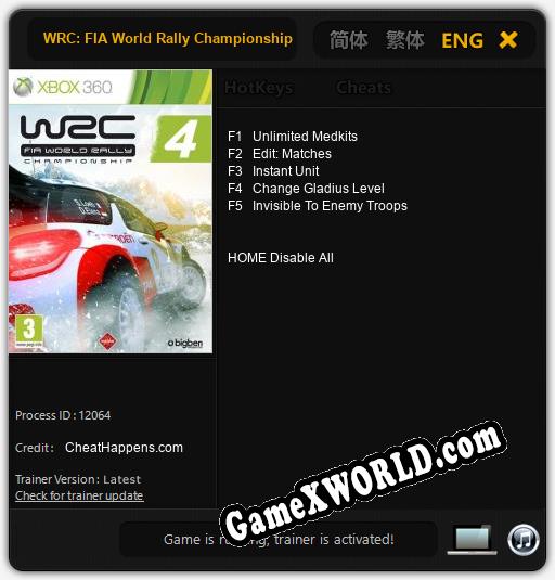 WRC: FIA World Rally Championship 4: Трейнер +5 [v1.1]