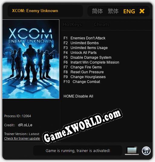 XCOM: Enemy Unknown: Читы, Трейнер +10 [dR.oLLe]