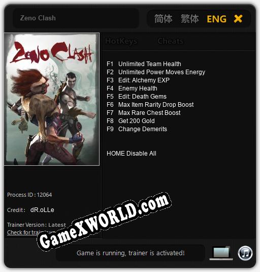 Трейнер для Zeno Clash [v1.0.2]