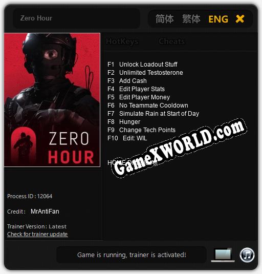 Zero Hour: Трейнер +10 [v1.5]