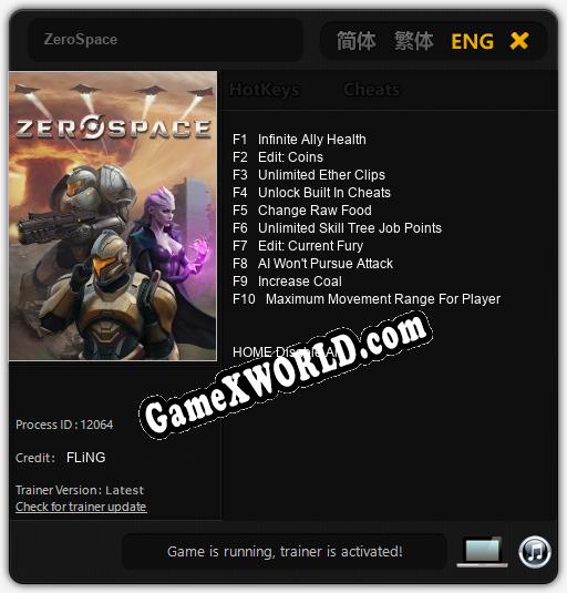 Трейнер для ZeroSpace [v1.0.4]