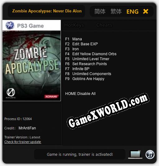 Zombie Apocalypse: Never Die Alone: Трейнер +9 [v1.2]