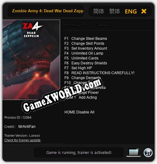Zombie Army 4: Dead War Dead Zeppelin: ТРЕЙНЕР И ЧИТЫ (V1.0.28)