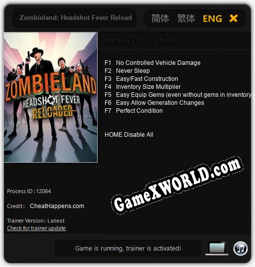 Zombieland: Headshot Fever Reloaded: Читы, Трейнер +7 [CheatHappens.com]