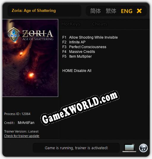 Zoria: Age of Shattering: Трейнер +5 [v1.5]