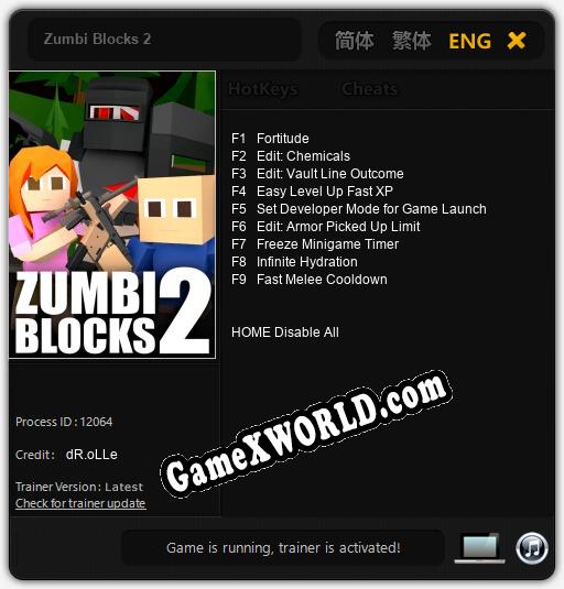 Zumbi Blocks 2: Трейнер +9 [v1.9]